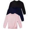 imageReal Essentials 3Pack Girls UltraSoft ampamp Warm Long Sleeve Fleece Crew Neck Pullover SweatshirtSet 1