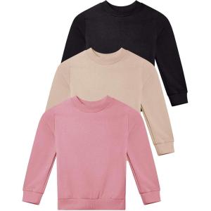 imageReal Essentials 3Pack Girls UltraSoft ampamp Warm Long Sleeve Fleece Crew Neck Pullover SweatshirtSet 8