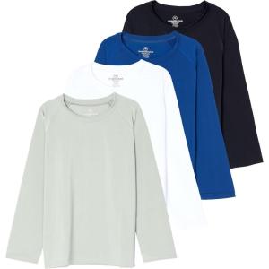 imageReal Essentials 4 ampamp 5 Pack Girls Rash Guard Swim Shirts  Short ampamp Long Sleeve UPF Sun Protection Tops Ages 416Long Sleeve Set 4