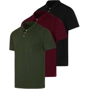 imageReal Essentials 3 Pack Mens Casual Jersey Cotton Short Sleeve Quick Dry Breathable Polo Shirt  Available in Big ampamp TallSet D