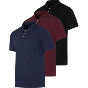 imageReal Essentials 3 Pack Mens Casual Jersey Cotton Short Sleeve Quick Dry Breathable Polo Shirt  Available in Big ampamp TallSet E
