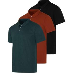 imageReal Essentials 3 Pack Mens Casual Jersey Cotton Short Sleeve Quick Dry Breathable Polo Shirt  Available in Big ampamp TallSet F