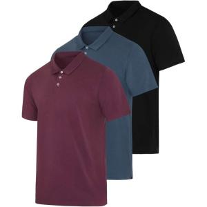 imageReal Essentials 3 Pack Mens Casual Jersey Cotton Short Sleeve Quick Dry Breathable Polo Shirt  Available in Big ampamp TallSet J