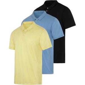 imageReal Essentials 3 Pack Mens Casual Jersey Cotton Short Sleeve Quick Dry Breathable Polo Shirt  Available in Big ampamp TallSet K