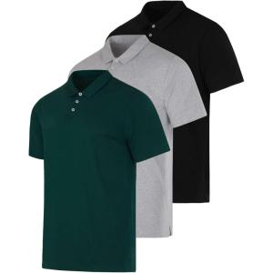 imageReal Essentials 3 Pack Mens Casual Jersey Cotton Short Sleeve Quick Dry Breathable Polo Shirt  Available in Big ampamp TallSet a