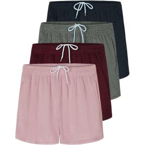 imageReal Essentials 4 Pack Girls Mesh Active Athletic Running Performance Sport Shorts for Girls with PocketsSet 11