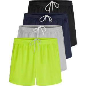 imageReal Essentials 4 Pack Girls Mesh Active Athletic Running Performance Sport Shorts for Girls with PocketsSet 5