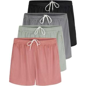 imageReal Essentials 4 Pack Girls Mesh Active Athletic Running Performance Sport Shorts for Girls with PocketsSet 7