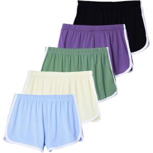 imageReal Essentials 5 Pack Girls DryFit Active Athletic Dolphin Shorts Ages 416Set 1