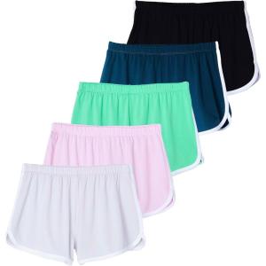 imageReal Essentials 5 Pack Girls DryFit Active Athletic Dolphin Shorts Ages 416Set 2