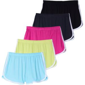 imageReal Essentials 5 Pack Girls DryFit Active Athletic Dolphin Shorts Ages 416Set 4