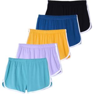 imageReal Essentials 5 Pack Girls DryFit Active Athletic Dolphin Shorts Ages 416Set 5