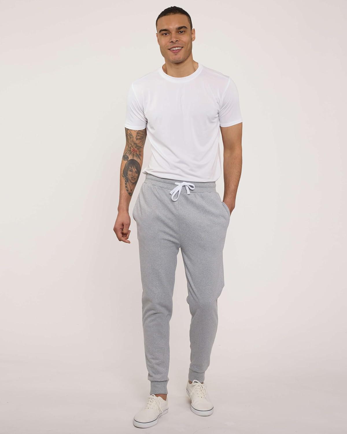 imageReal Essentials 3 Pack Mens Jogger Sweatpants  Cotton Fleece Bottoms Athletic Pants with Pockets Big ampamp Tall AvailableSet B