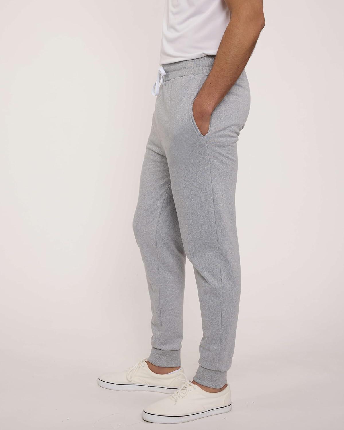 imageReal Essentials 3 Pack Mens Jogger Sweatpants  Cotton Fleece Bottoms Athletic Pants with Pockets Big ampamp Tall AvailableSet C