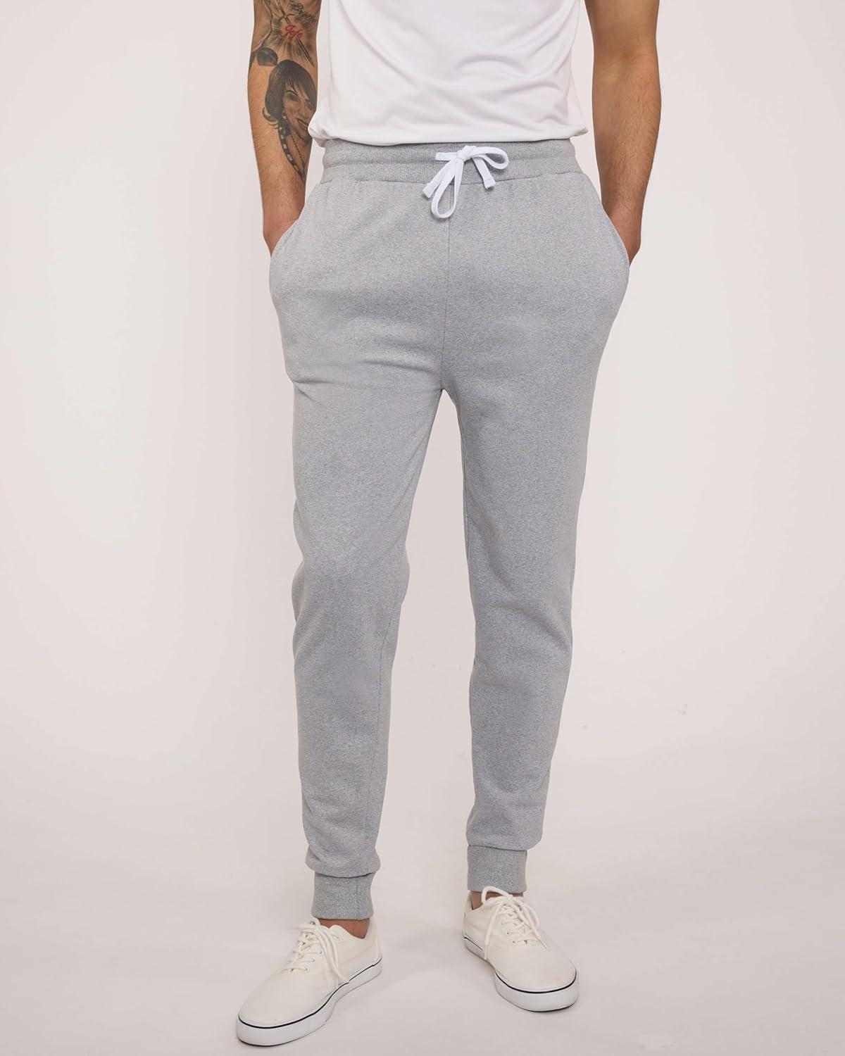 imageReal Essentials 3 Pack Mens Jogger Sweatpants  Cotton Fleece Bottoms Athletic Pants with Pockets Big ampamp Tall AvailableSet C