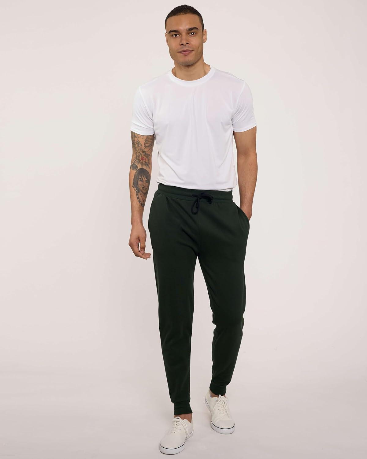 imageReal Essentials 3 Pack Mens Jogger Sweatpants  Cotton Fleece Bottoms Athletic Pants with Pockets Big ampamp Tall AvailableSet C