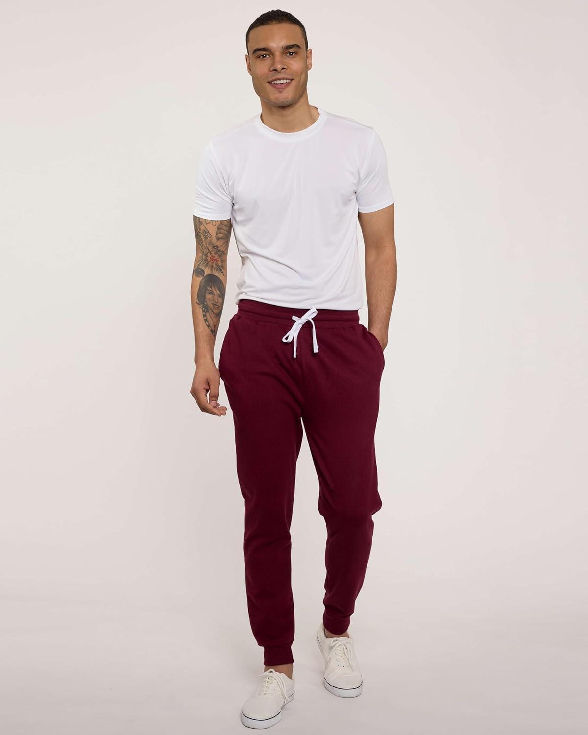 imageReal Essentials 3 Pack Mens Jogger Sweatpants  Cotton Fleece Bottoms Athletic Pants with Pockets Big ampamp Tall AvailableSet D
