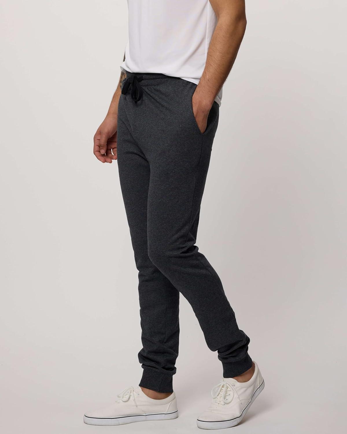 imageReal Essentials 3 Pack Mens Jogger Sweatpants  Cotton Fleece Bottoms Athletic Pants with Pockets Big ampamp Tall AvailableSet D