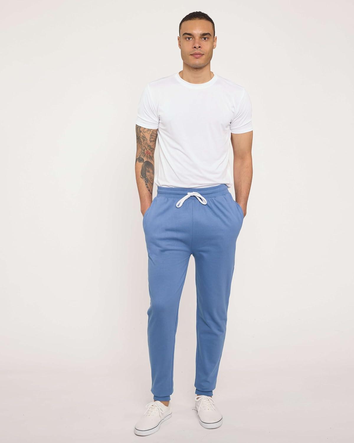 imageReal Essentials 3 Pack Mens Jogger Sweatpants  Cotton Fleece Bottoms Athletic Pants with Pockets Big ampamp Tall AvailableSet H