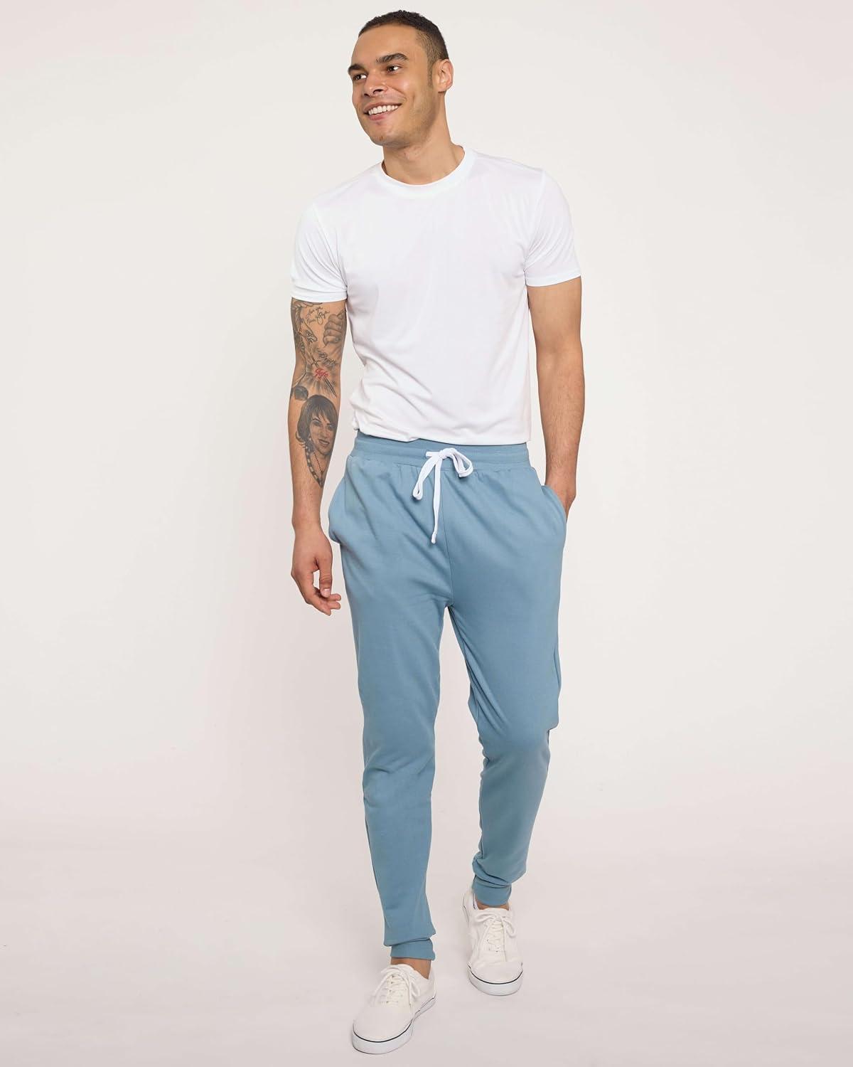 imageReal Essentials 3 Pack Mens Jogger Sweatpants  Cotton Fleece Bottoms Athletic Pants with Pockets Big ampamp Tall AvailableSet K