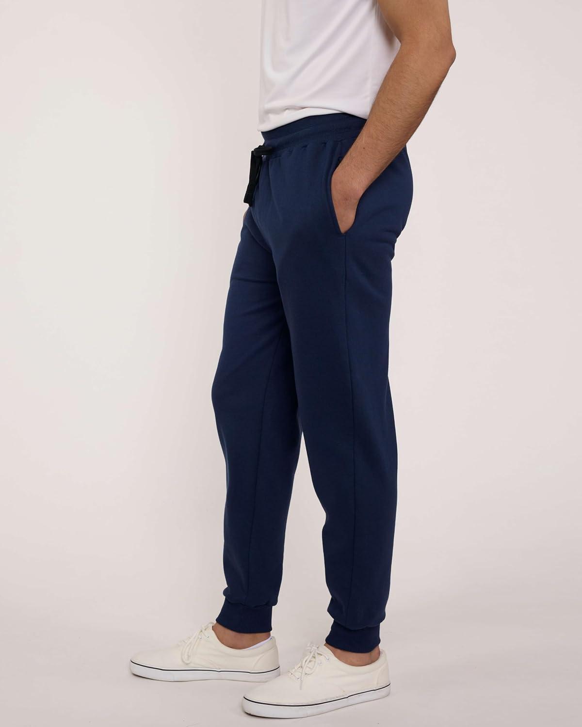 imageReal Essentials 3 Pack Mens Jogger Sweatpants  Cotton Fleece Bottoms Athletic Pants with Pockets Big ampamp Tall AvailableSet a