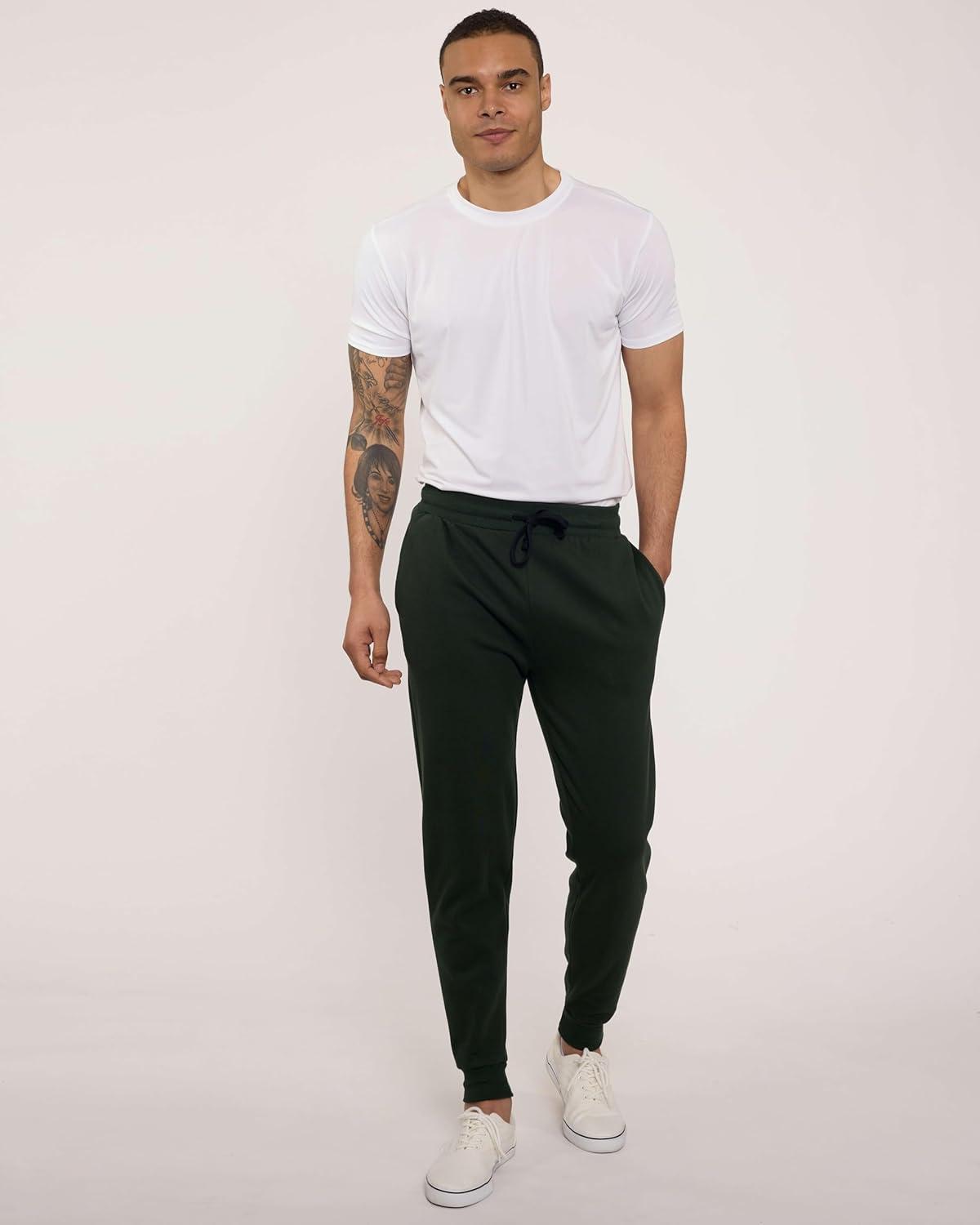 imageReal Essentials 3 Pack Mens Jogger Sweatpants  Cotton Fleece Bottoms Athletic Pants with Pockets Big ampamp Tall AvailableSet a