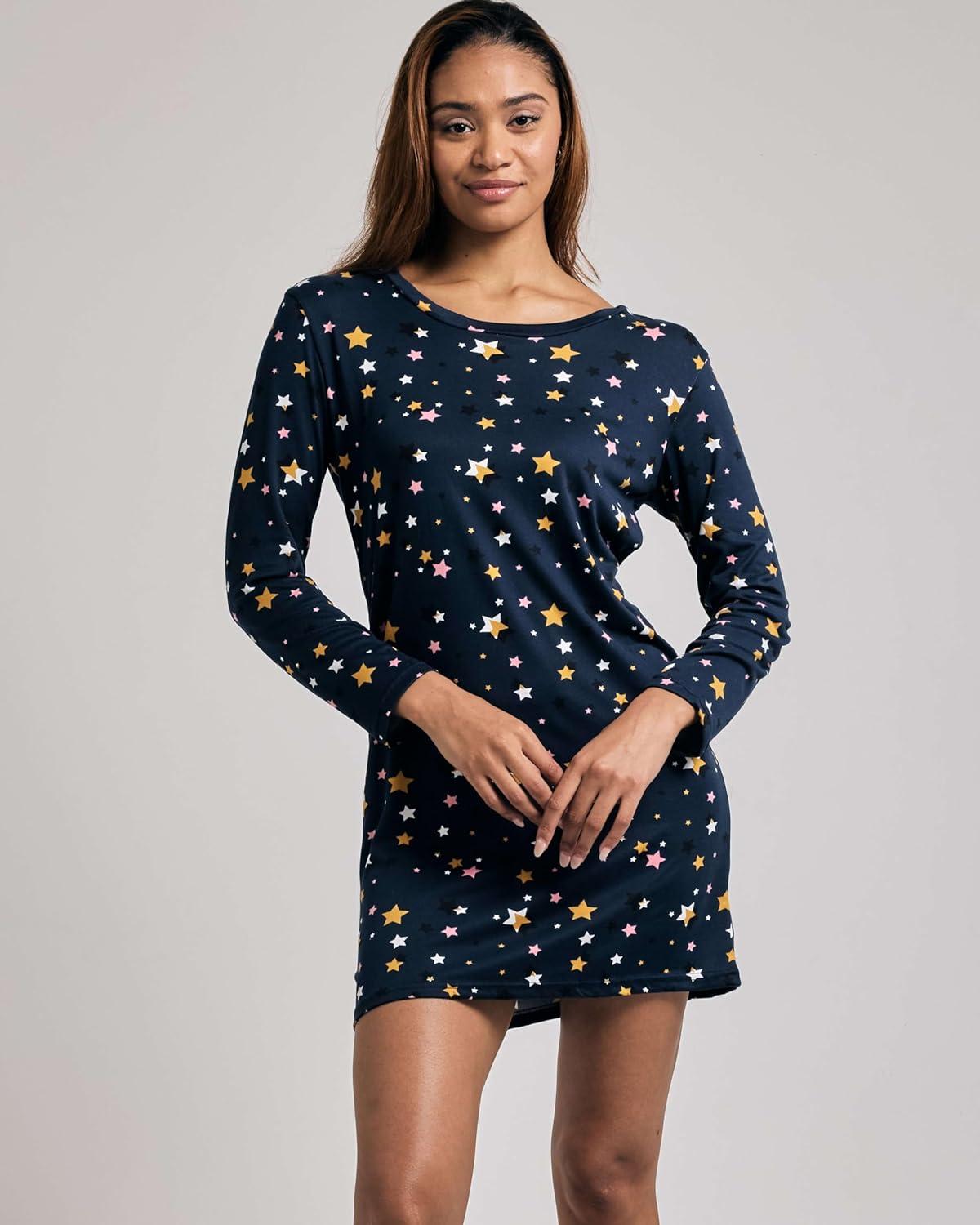imageReal Essentials 3 Pack UltraSoft Night Shirt for Women Long Sleeve Sleep Shirt Nightgown Available in Plus SizeSet 1