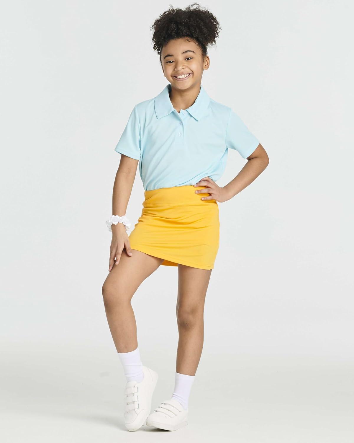 imageReal Essentials 4 Pack Girls Active Skort Athletic Performance Skirt  Tennis Golf Skirt with Bike Short Lining 416Set 3