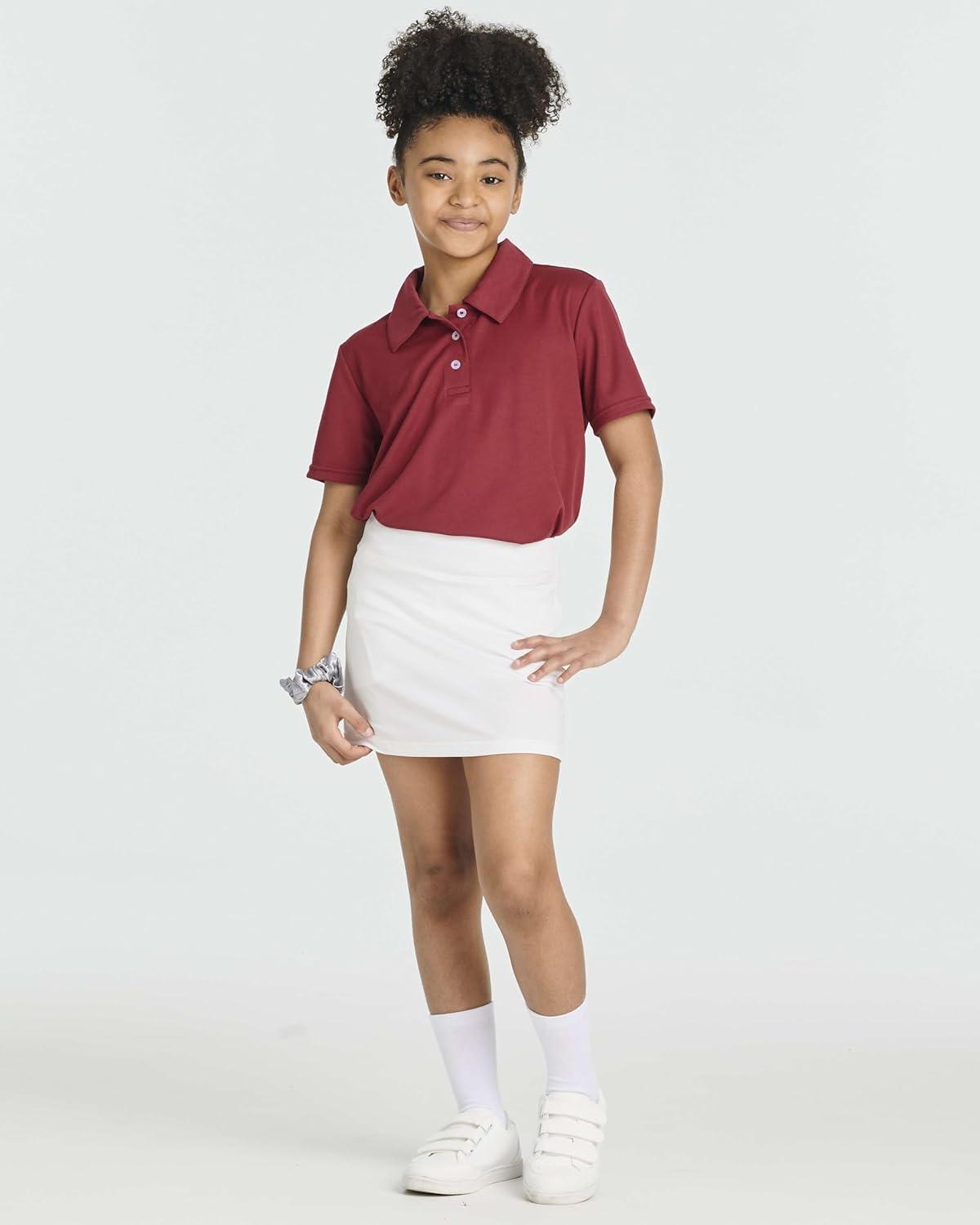 imageReal Essentials 4 Pack Girls Active Skort Athletic Performance Skirt  Tennis Golf Skirt with Bike Short Lining 416Set 4