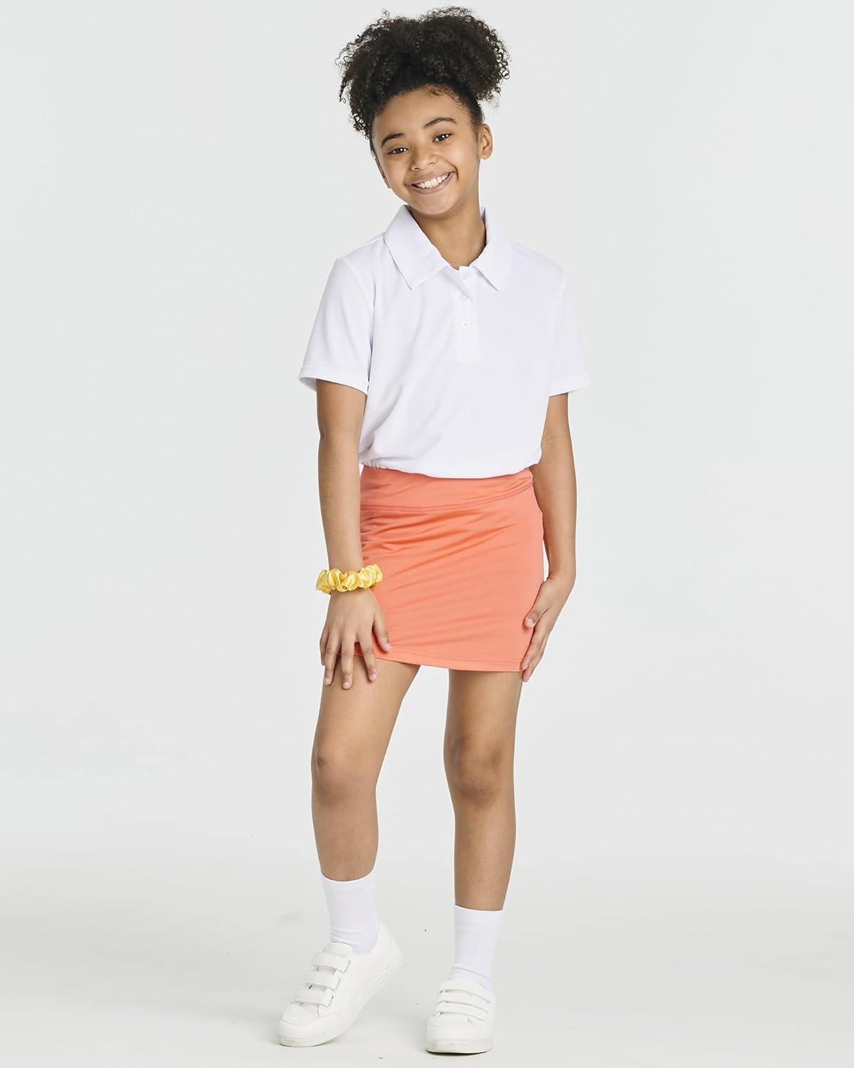 imageReal Essentials 4 Pack Girls Active Skort Athletic Performance Skirt  Tennis Golf Skirt with Bike Short Lining 416Set 5