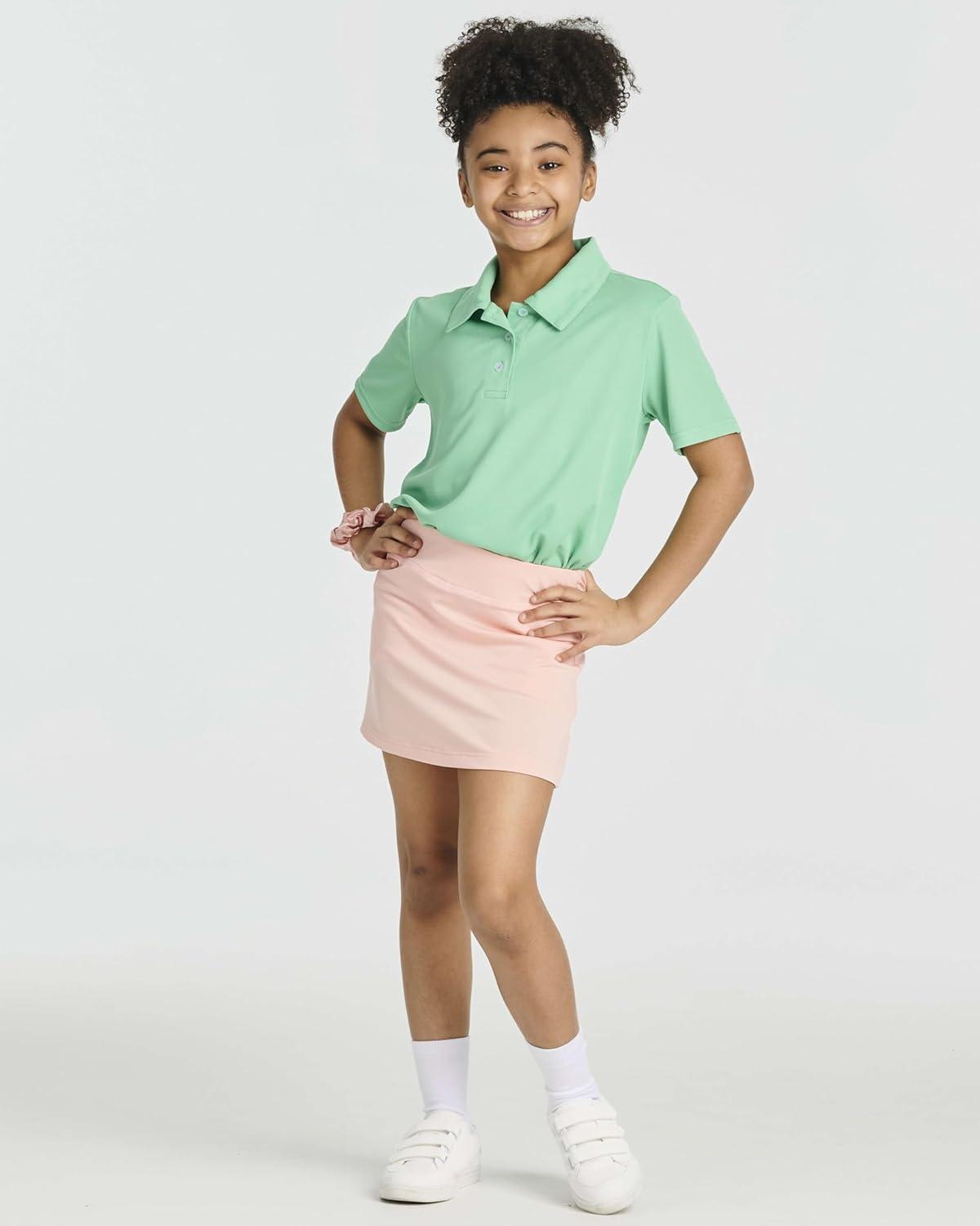 imageReal Essentials 4 Pack Girls Active Skort Athletic Performance Skirt  Tennis Golf Skirt with Bike Short Lining 416Set 8