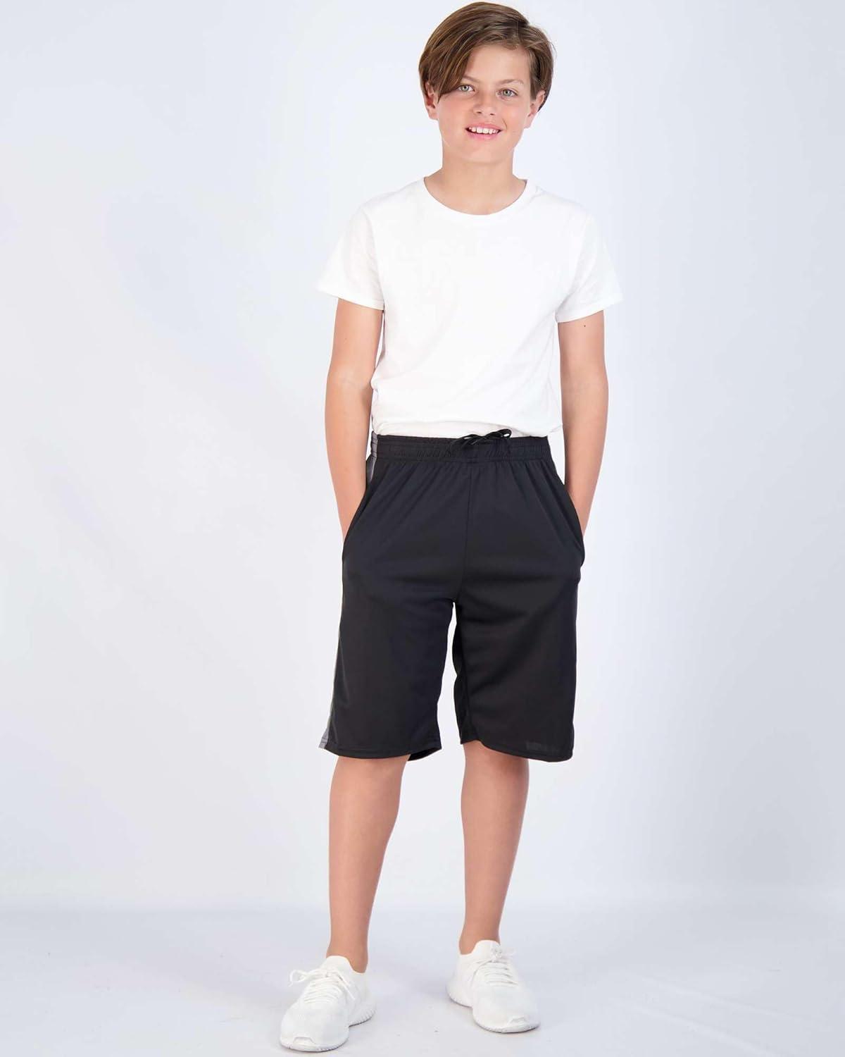 imageReal Essentials 5 Pack Boys Mesh Basketball Athletic Shorts with Pockets  Teen Kids Youth Quick Dry Soccer Running GymSet 10