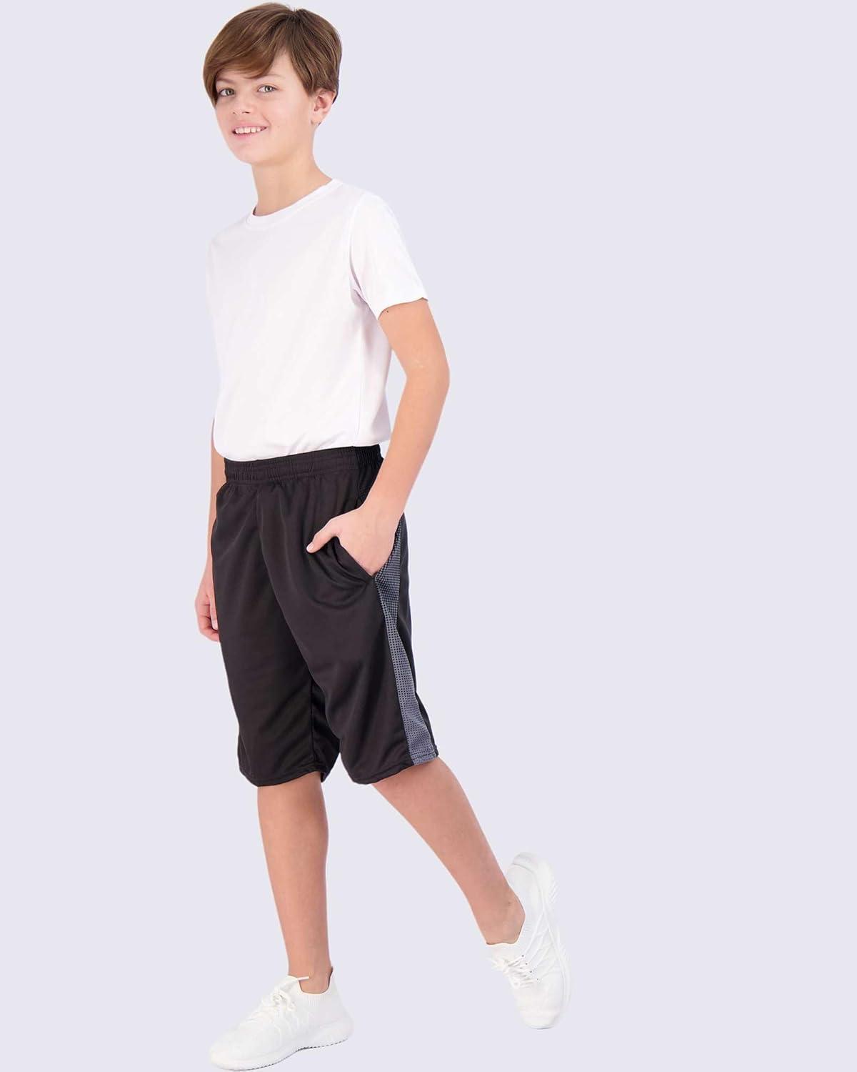 imageReal Essentials 5 Pack Boys Mesh Basketball Athletic Shorts with Pockets  Teen Kids Youth Quick Dry Soccer Running GymSet 13