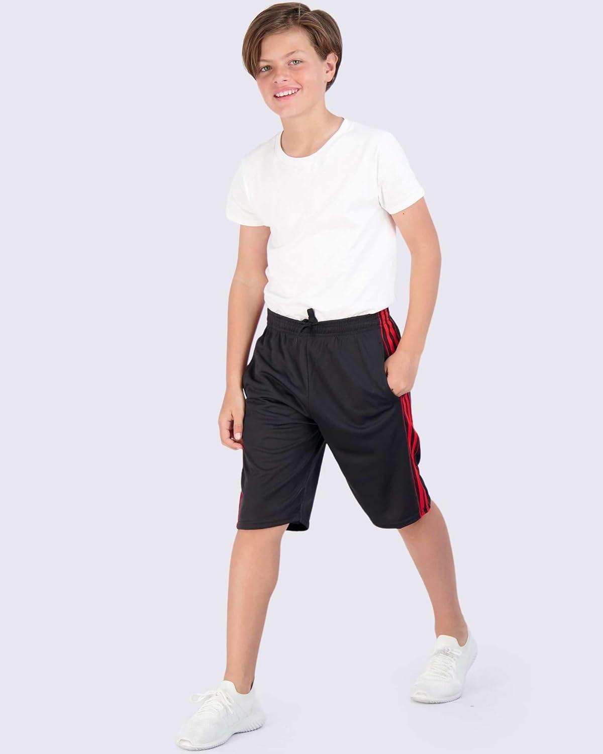 imageReal Essentials 5 Pack Boys Mesh Basketball Athletic Shorts with Pockets  Teen Kids Youth Quick Dry Soccer Running GymSet 3