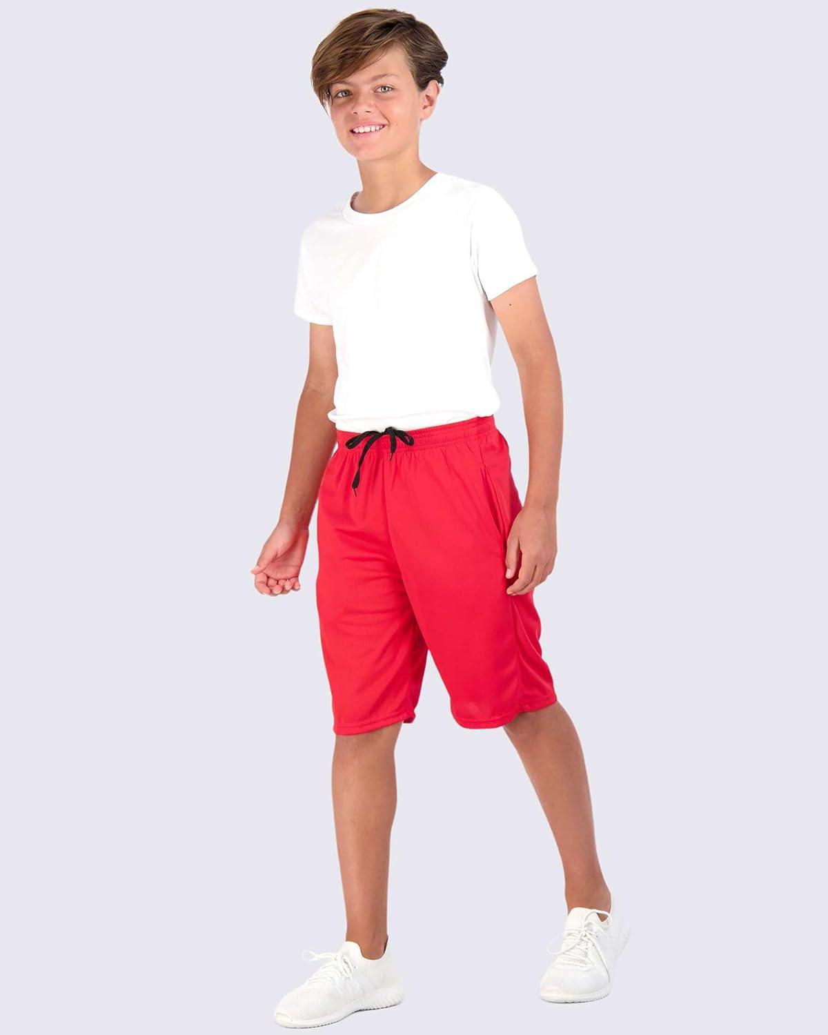 imageReal Essentials 5 Pack Boys Mesh Basketball Athletic Shorts with Pockets  Teen Kids Youth Quick Dry Soccer Running GymSet 6