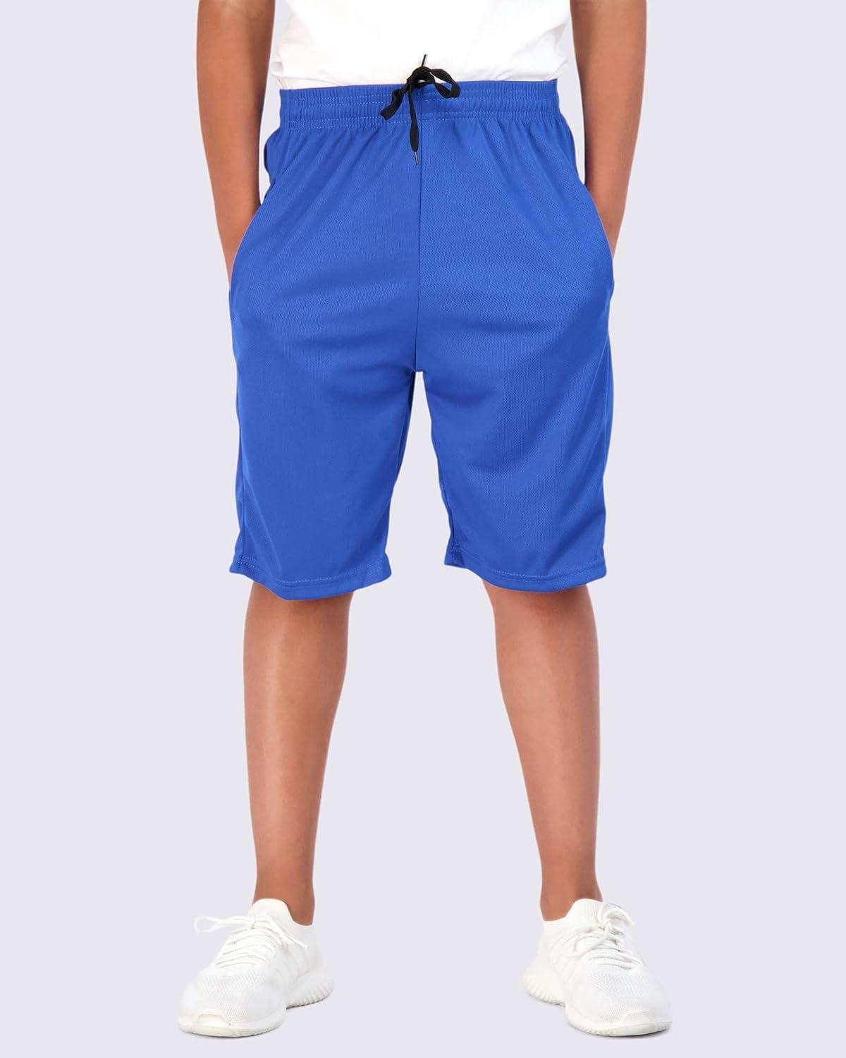 imageReal Essentials 5 Pack Boys Mesh Basketball Athletic Shorts with Pockets  Teen Kids Youth Quick Dry Soccer Running GymSet 6