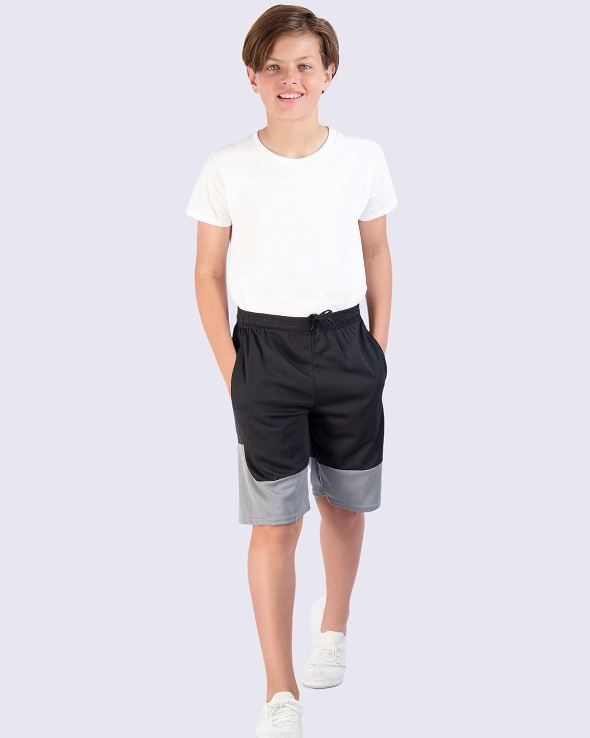 imageReal Essentials 5 Pack Boys Mesh Basketball Athletic Shorts with Pockets  Teen Kids Youth Quick Dry Soccer Running GymSet 7