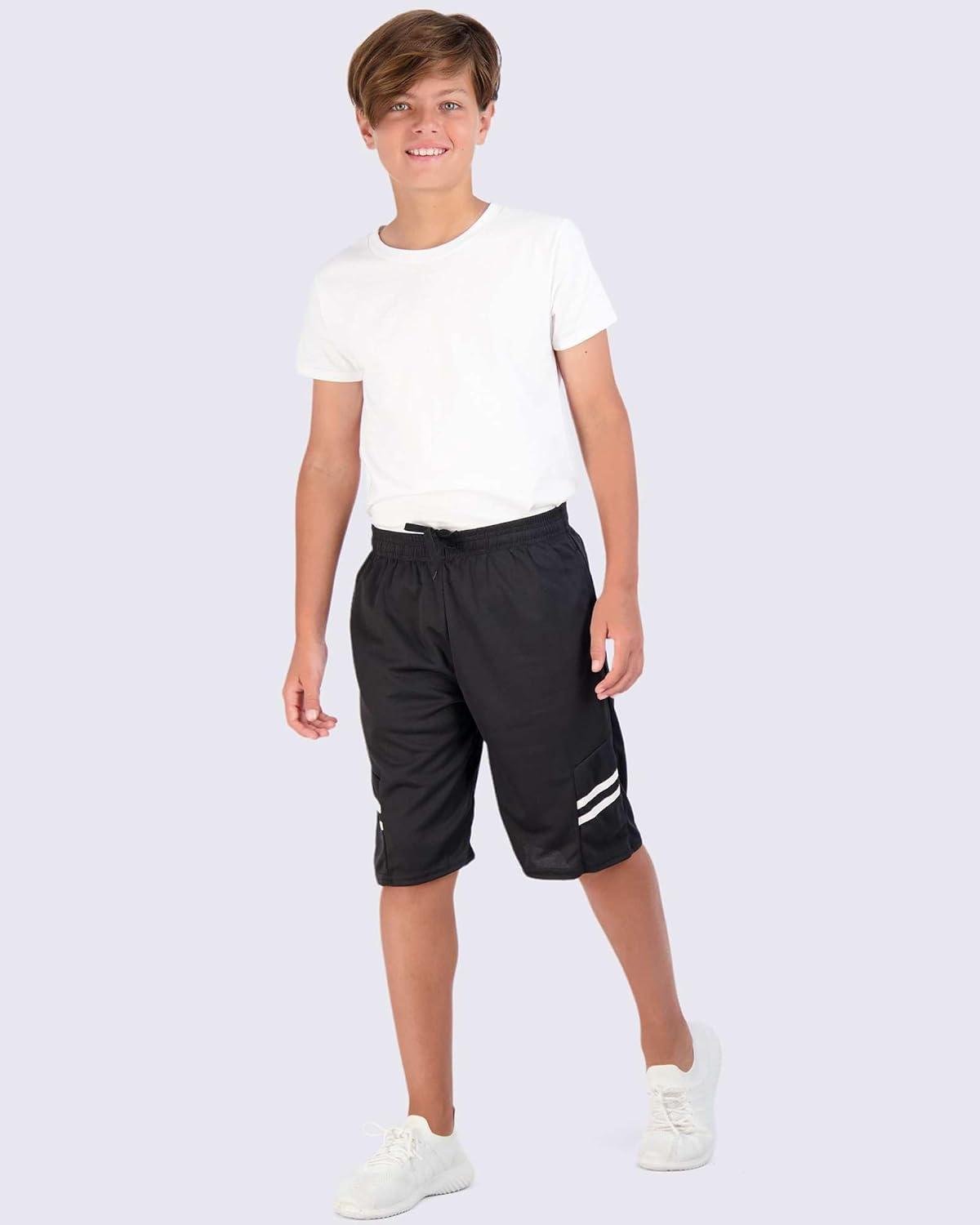 imageReal Essentials 5 Pack Boys Mesh Basketball Athletic Shorts with Pockets  Teen Kids Youth Quick Dry Soccer Running GymSet 8