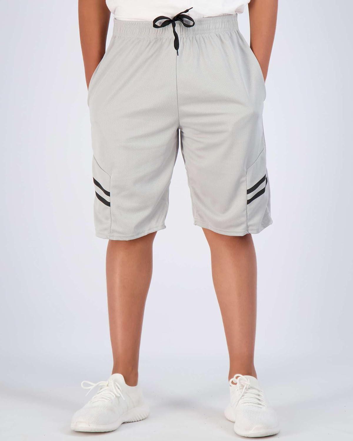 imageReal Essentials 5 Pack Boys Mesh Basketball Athletic Shorts with Pockets  Teen Kids Youth Quick Dry Soccer Running GymSet 8