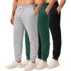 imageReal Essentials 3 Pack Mens Jogger Sweatpants  Cotton Fleece Bottoms Athletic Pants with Pockets Big ampamp Tall AvailableSet C