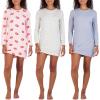 imageReal Essentials 3 Pack UltraSoft Night Shirt for Women Long Sleeve Sleep Shirt Nightgown Available in Plus SizeSet 6