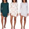 imageReal Essentials 3 Pack UltraSoft Night Shirt for Women Long Sleeve Sleep Shirt Nightgown Available in Plus SizeSet 7