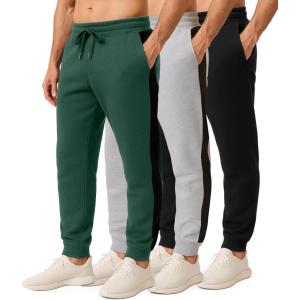 imageReal Essentials 3 Pack Mens Jogger Sweatpants  Cotton Fleece Bottoms Athletic Pants with Pockets Big ampamp Tall AvailableSet E