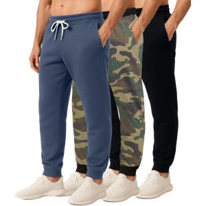 imageReal Essentials 3 Pack Mens Jogger Sweatpants  Cotton Fleece Bottoms Athletic Pants with Pockets Big ampamp Tall AvailableSet G