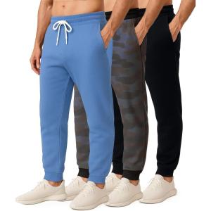 imageReal Essentials 3 Pack Mens Jogger Sweatpants  Cotton Fleece Bottoms Athletic Pants with Pockets Big ampamp Tall AvailableSet H
