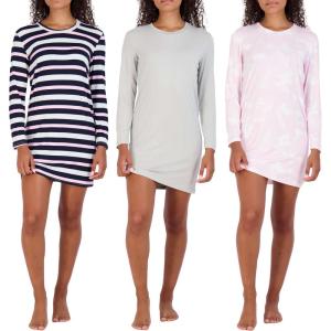 imageReal Essentials 3 Pack UltraSoft Night Shirt for Women Long Sleeve Sleep Shirt Nightgown Available in Plus SizeSet 3