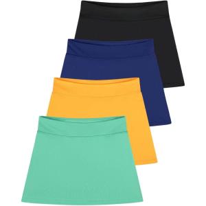 imageReal Essentials 4 Pack Girls Active Skort Athletic Performance Skirt  Tennis Golf Skirt with Bike Short Lining 416Set 3