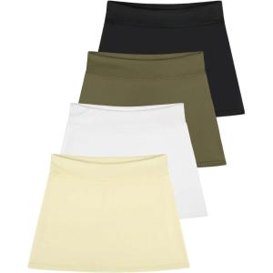 imageReal Essentials 4 Pack Girls Active Skort Athletic Performance Skirt  Tennis Golf Skirt with Bike Short Lining 416Set 4