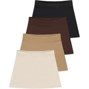 imageReal Essentials 4 Pack Girls Active Skort Athletic Performance Skirt  Tennis Golf Skirt with Bike Short Lining 416Set 6