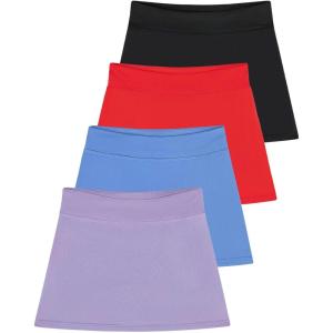 imageReal Essentials 4 Pack Girls Active Skort Athletic Performance Skirt  Tennis Golf Skirt with Bike Short Lining 416Set 7